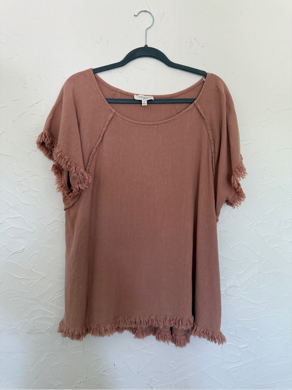 Umgee Cotton and Linen Blend Short Sleeve Top Size 1XL